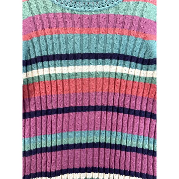 Soft Surroundings Isidor Sweater Medium Cable Knit Striped Super Soft Casual - Picture 6 of 8